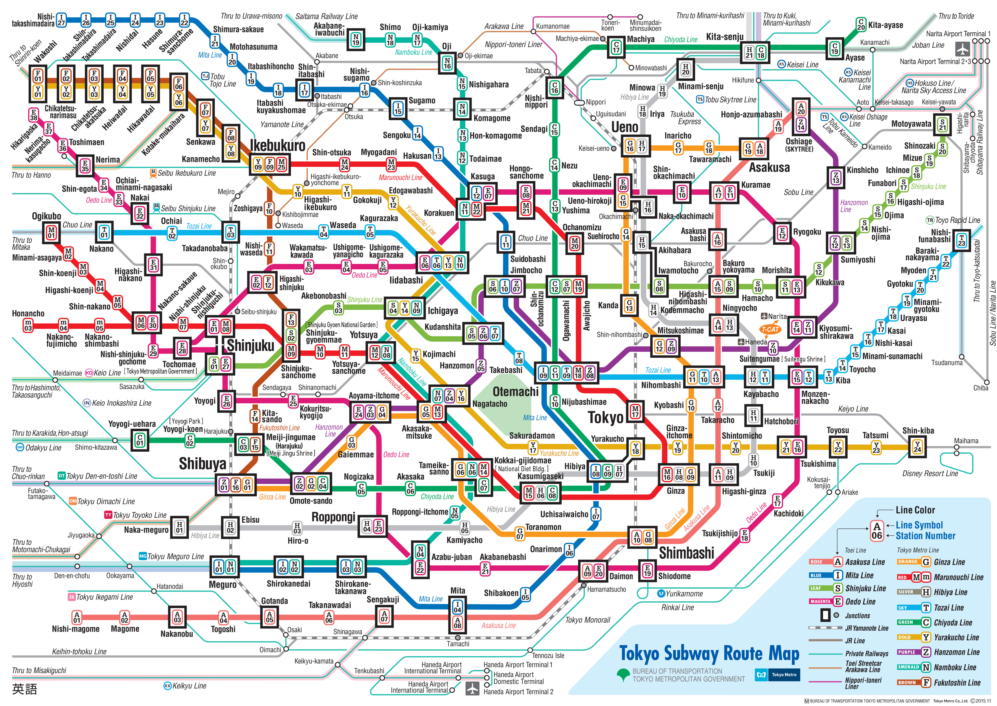 Tokyo Subway Railway Train Map