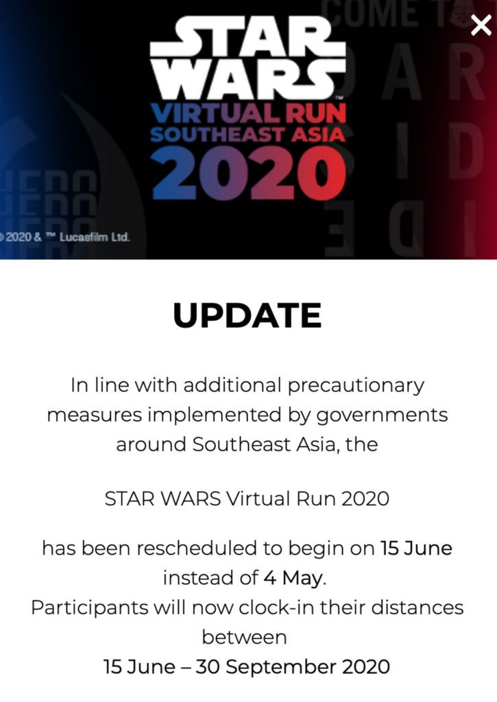 Star Wars Run Virtual Event Singapore Marathon