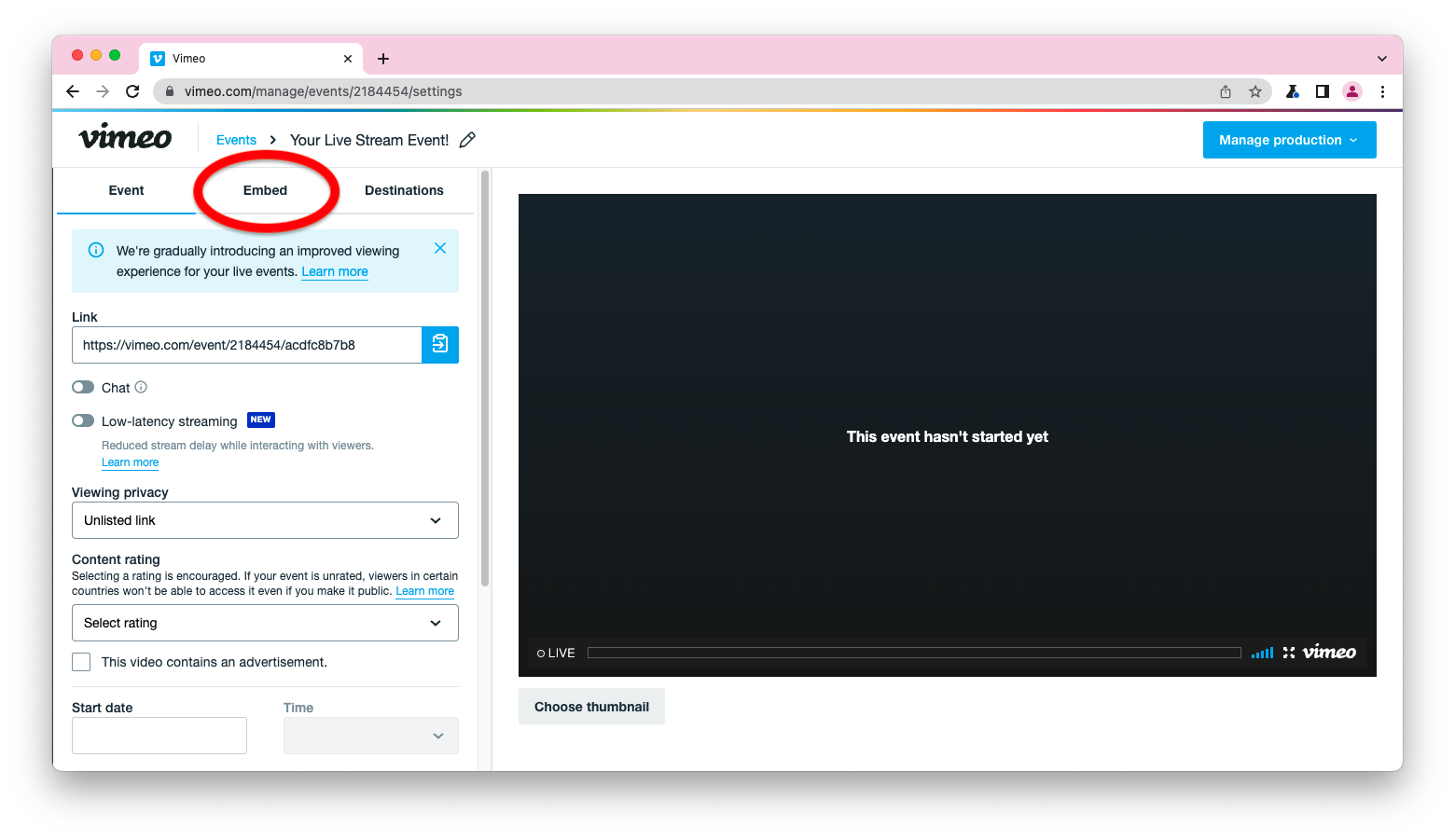 How To Schedule & Embed Vimeo Live Stream Vivid Snaps