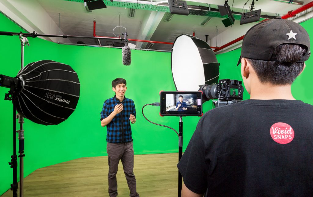 Synthesia custom avatar filming in a studio, Singapore