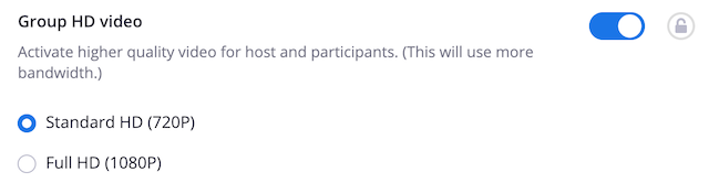 Enable Full HD in Zoom Settings
