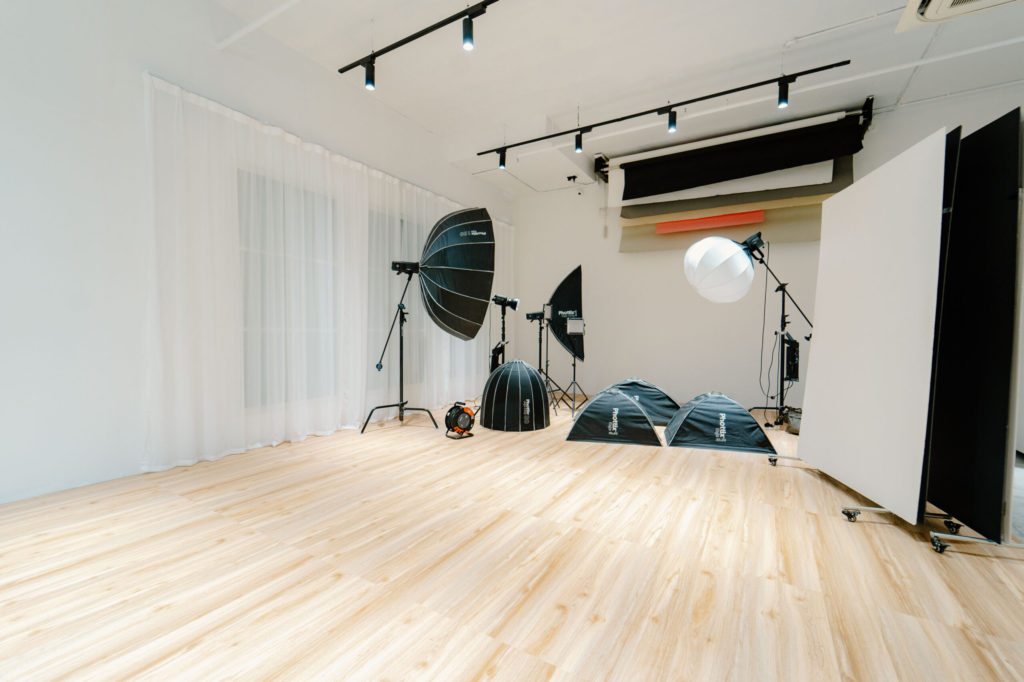 A Studio With Different Box Lights & Strobes