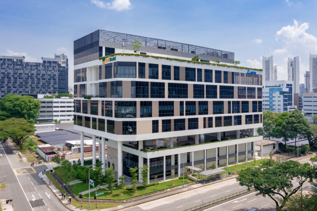 Drone photography and videography of a commercial building in Singapore