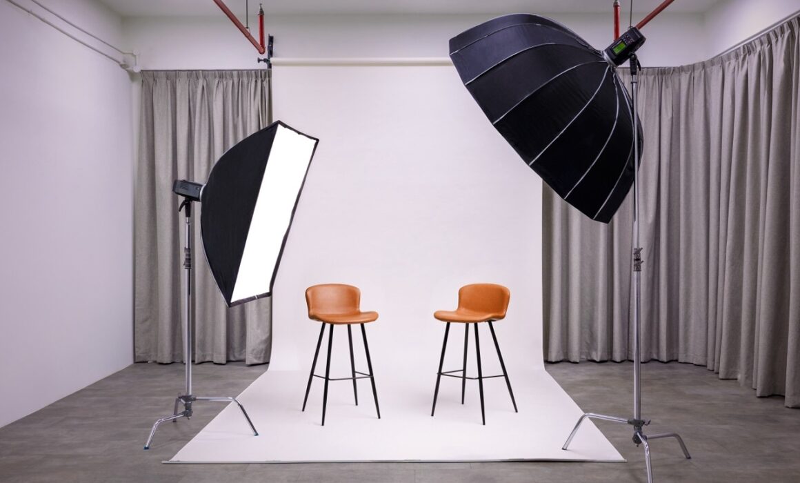 Interview set with soft light modifiers in Content Creator Studio Singapore