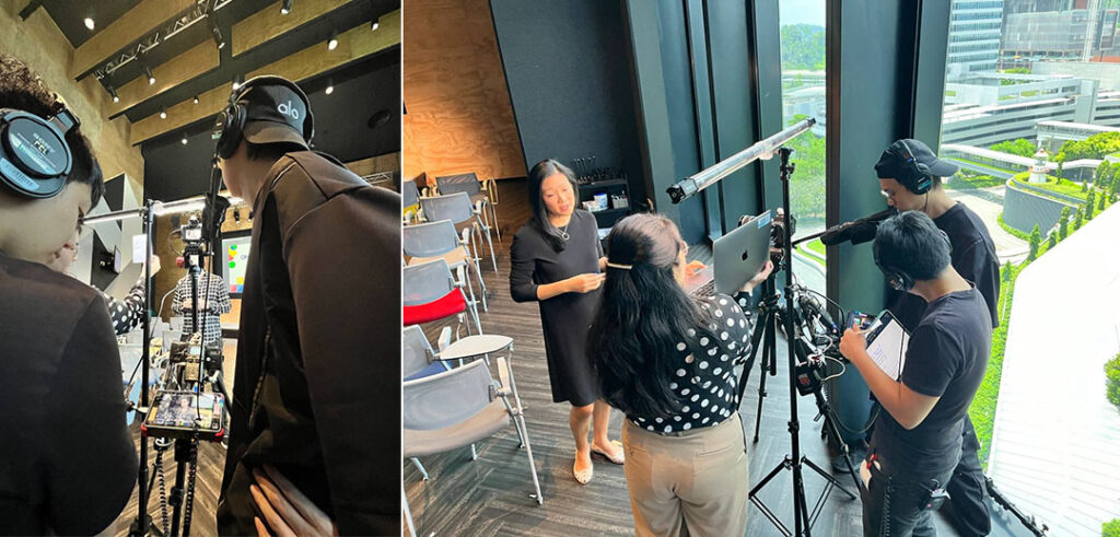 On-site interview filming for a corporate event.